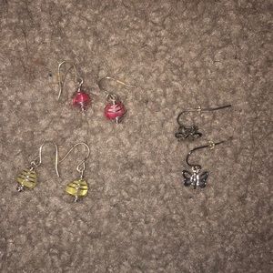 Earrings (butterfly and color spheres)